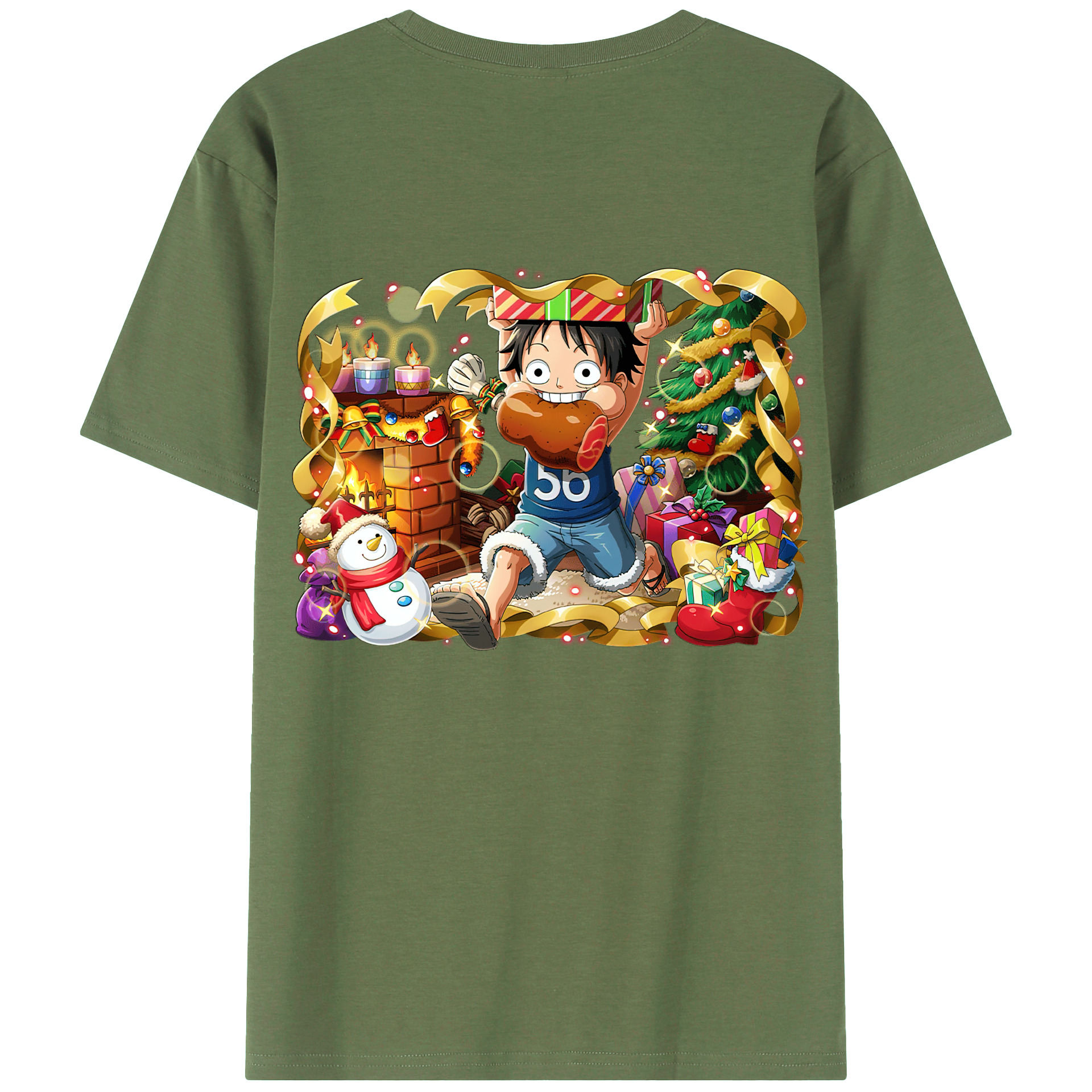 ワンピース モンキー・D・ルフィ ONE PIECE Monkey D. Luffy 綿100％ メンズ半袖Tシャツ（バックプリント） 通気性